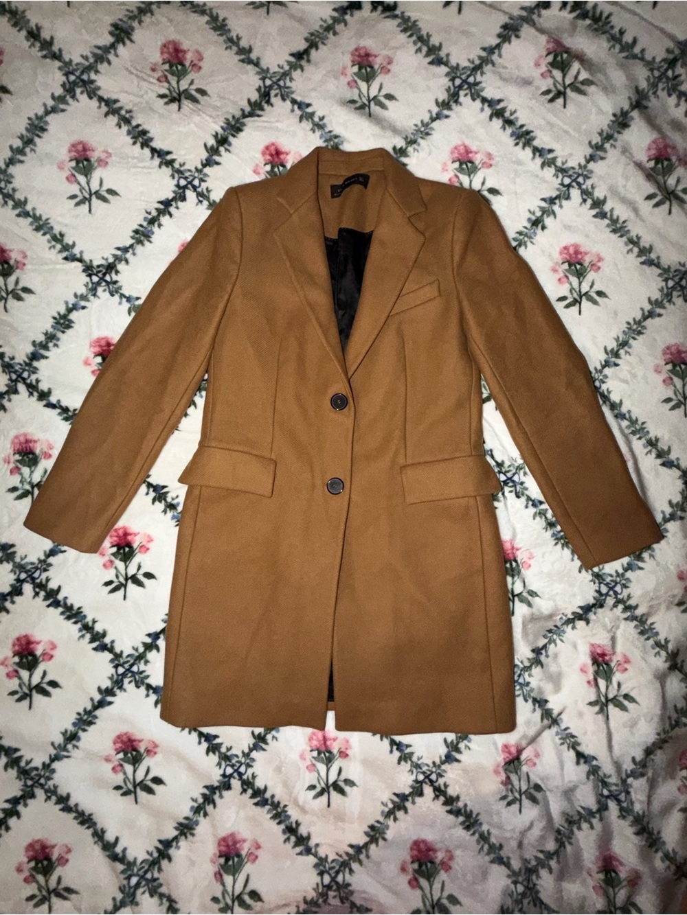 Zara Camel Wool-Blend Trench Coat